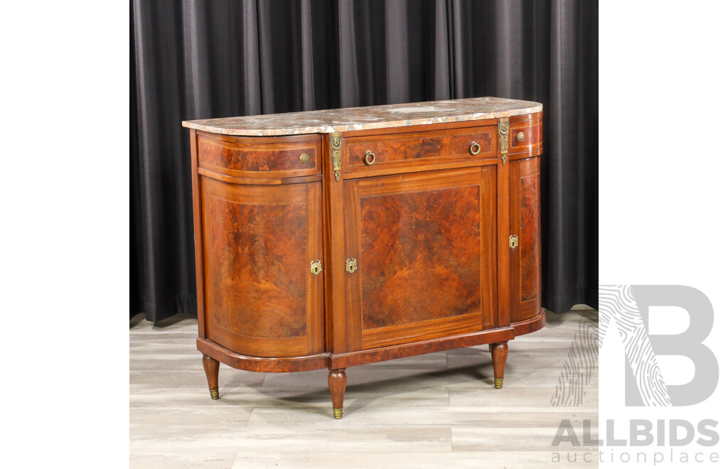 Vintage Louis XVI Style Hall Cabinet with Breccia Marble Top