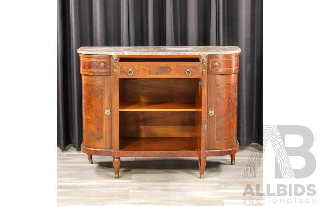 Vintage Louis XVI Style Hall Cabinet with Breccia Marble Top