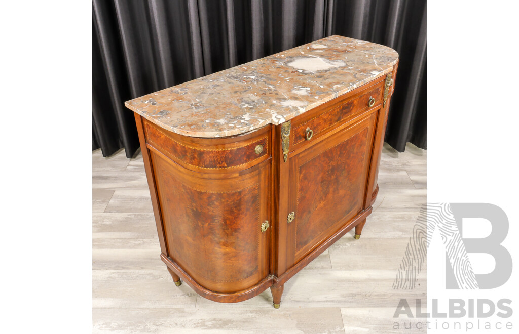 Vintage Louis XVI Style Hall Cabinet with Breccia Marble Top