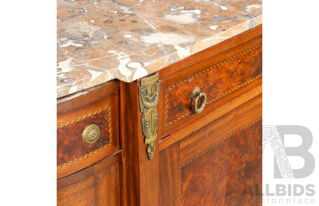 Vintage Louis XVI Style Hall Cabinet with Breccia Marble Top