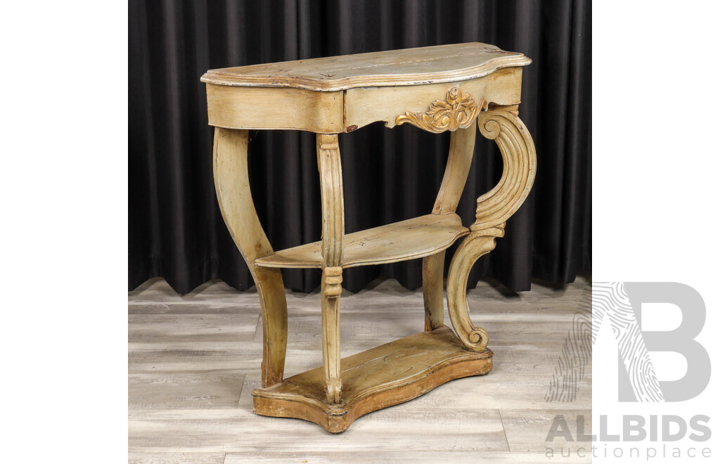 French Elm Serpentine Front Console Table