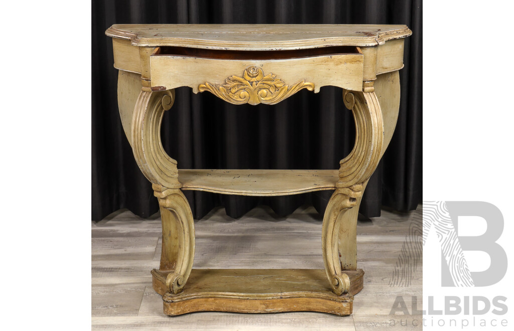 French Elm Serpentine Front Console Table