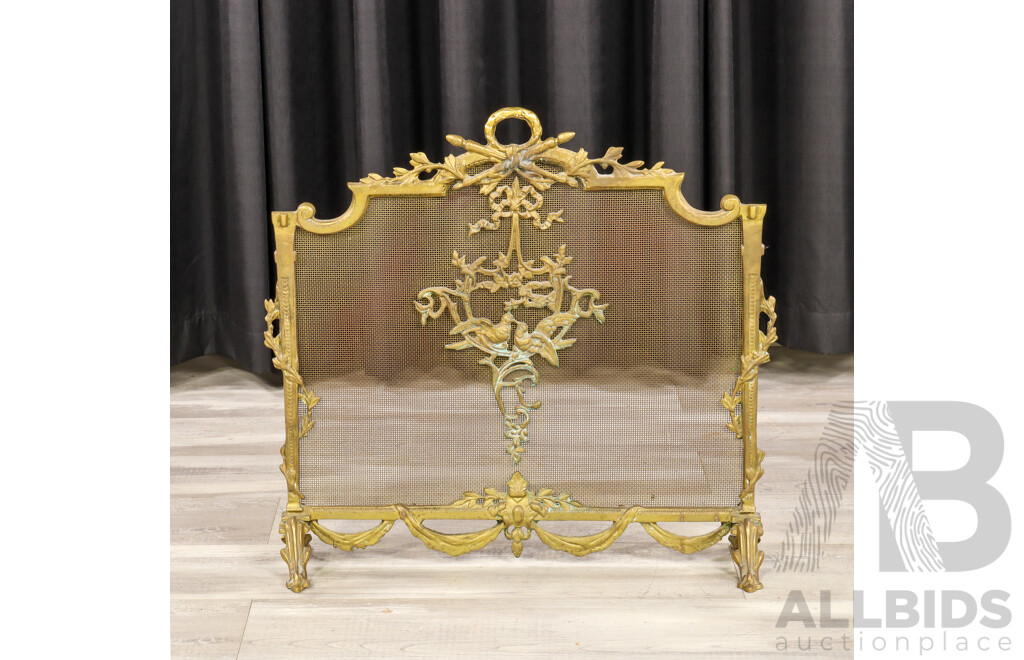 Vintage Heavy Gauge Brass Fire Screen