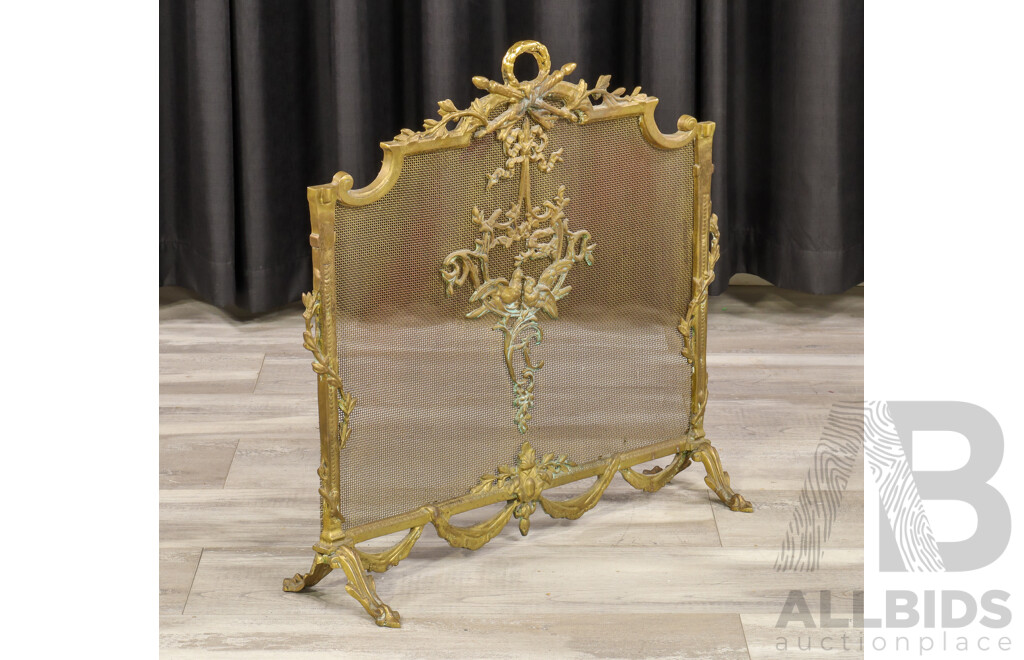 Vintage Heavy Gauge Brass Fire Screen