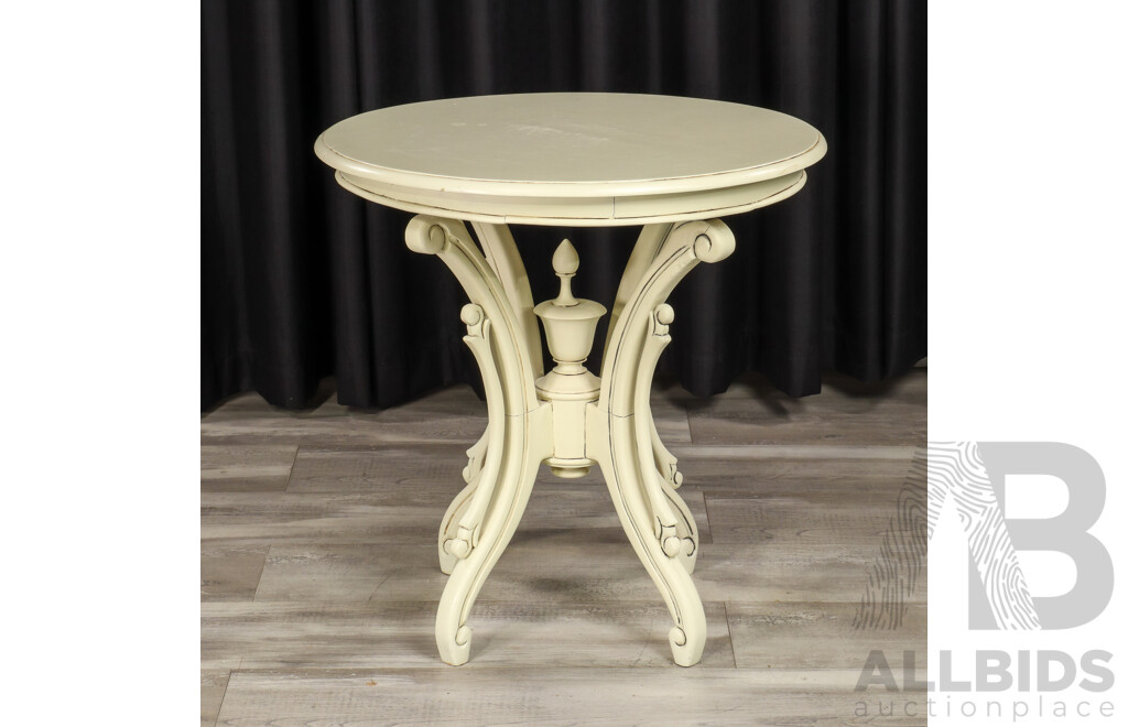 Painted French Style Center Table with Scrolled Legs