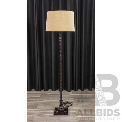 Simulated Bamboo Floor Lamp with Fabric Shade