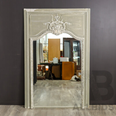 Large Painted French Over Mantle Mirror
