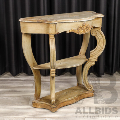 French Elm Serpentine Front Console Table