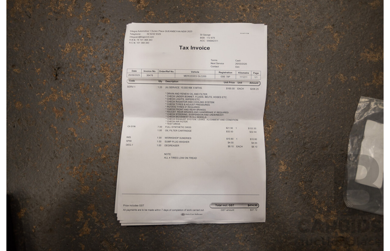 03/2019 Mercedes-Benz GLC200 (AWD) X253 MY19.5 4D Wagon Diamond White Turbo 2.0L