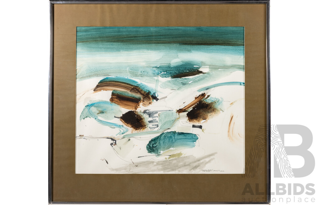 Ian Henderson, (20th Century, British-Born Australian, 1939-), Koscuisko & Thoughts of Pieter Breughel(sic), (1982), Wonderful Original Watercolour & Pen on Cartridge Paper, 67 x 72 cm (frame)