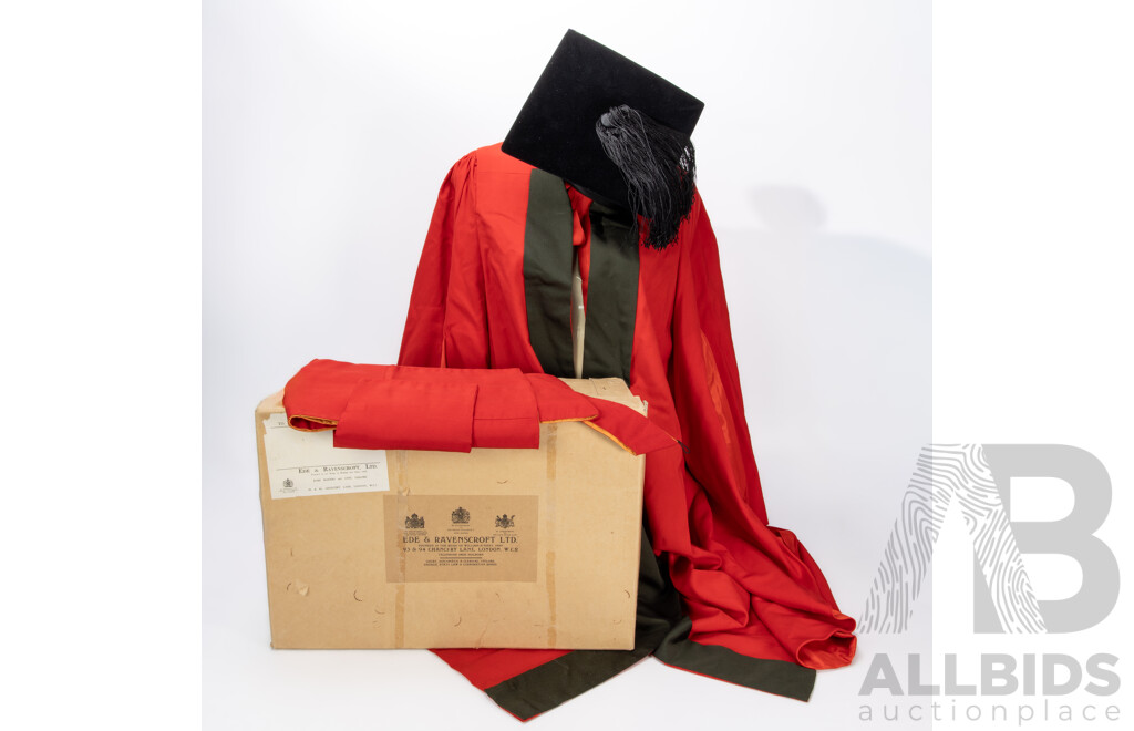 Vintage Boxed Schollars Robe and Mortorboard by Ede & Ravenscroft Ltd