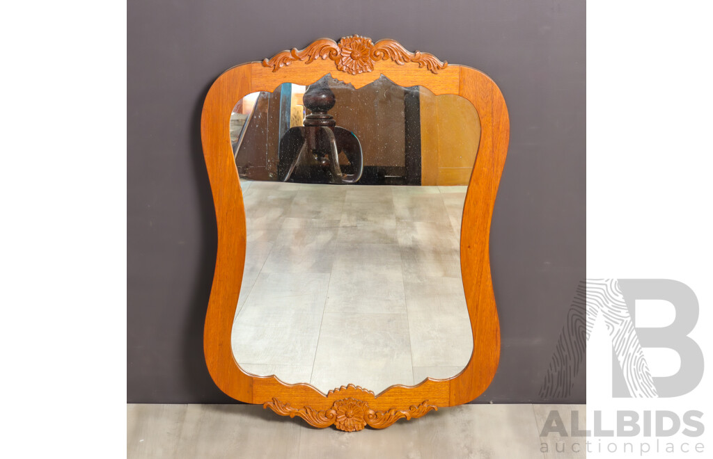 Antique Style Oak Framed Mirror