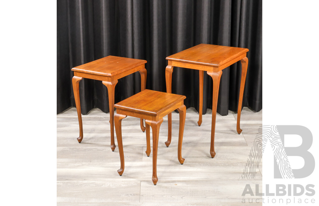 Nest of Three Hardwood Side Tables