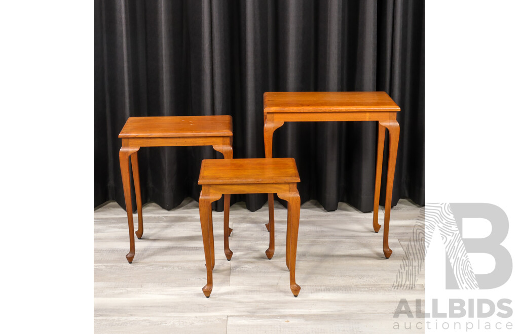 Nest of Three Hardwood Side Tables