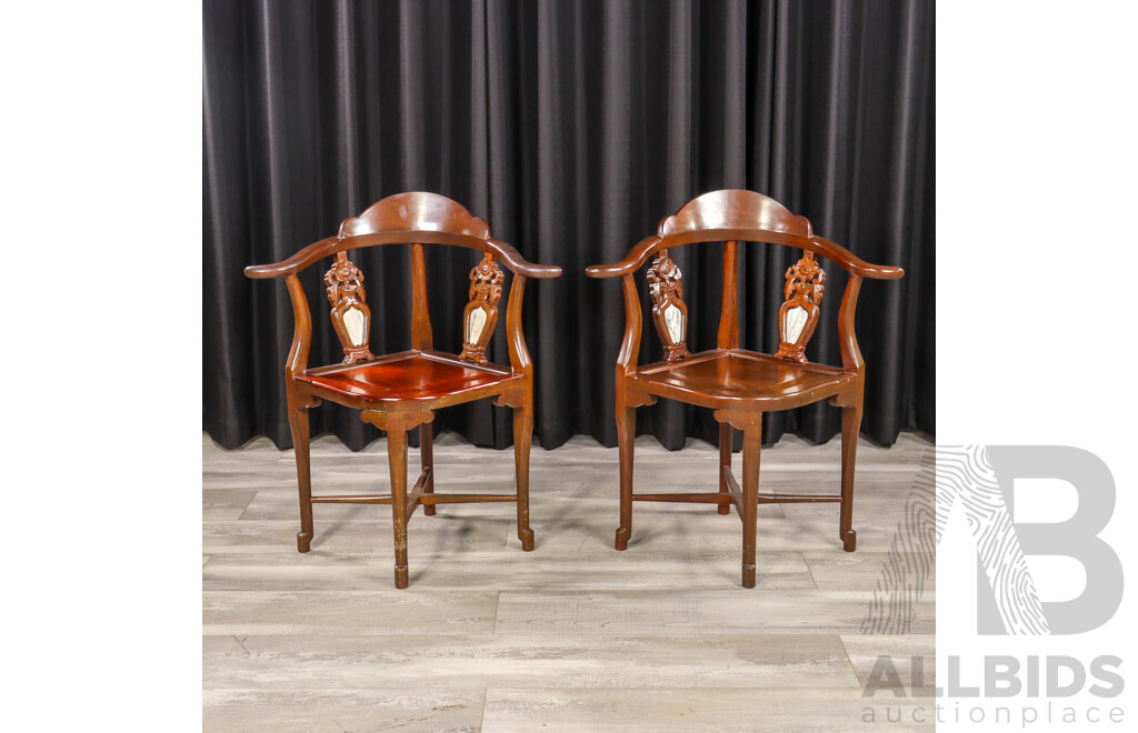 Pair of Reproduction Chinese Elbow Chairs