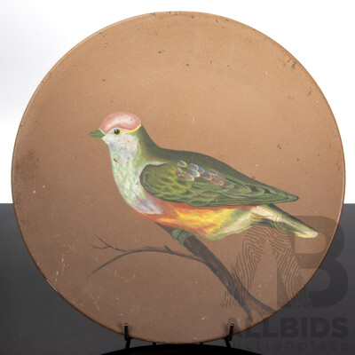 Hand-painted Tin Panel with Fruit Dove Motif