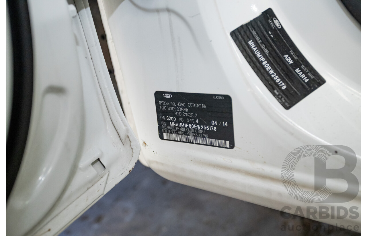 4/2014 Ford Ranger XL HI-RIDER (4x2) RWD PX Super Cab Cool White Turbo Diesel 2.2L