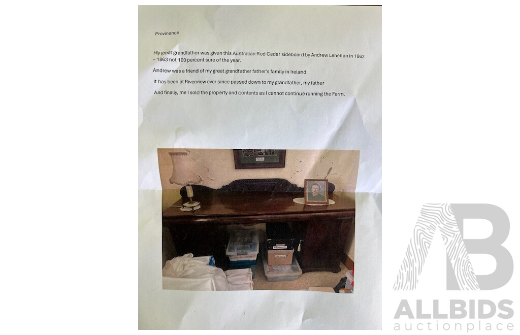 Victorian Australian Cedar Sideboard - Attributed to Andrew Lenehan, 1862/63