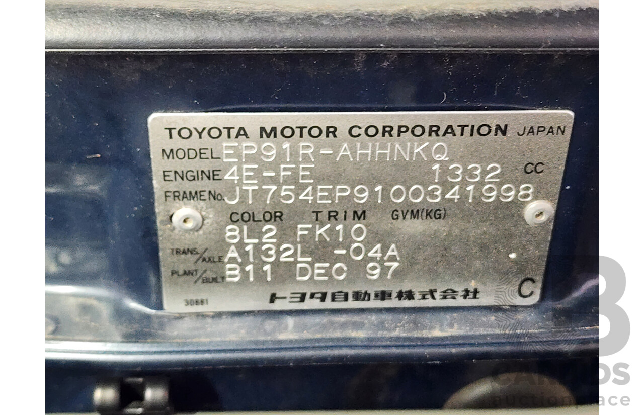 1/1998 Toyota Starlet LIFE EP91R 5d Hatchback Blue 1.3L