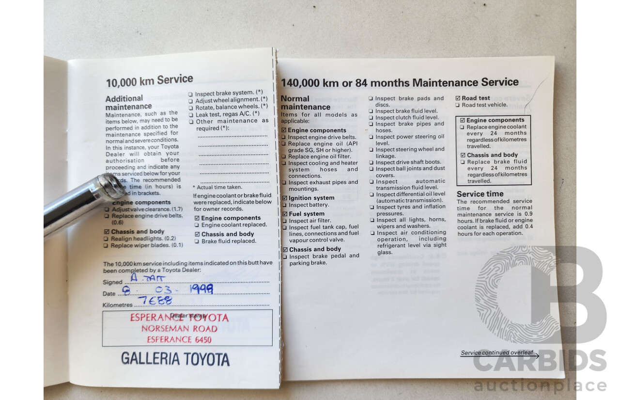 1/1998 Toyota Starlet LIFE EP91R 5d Hatchback Blue 1.3L