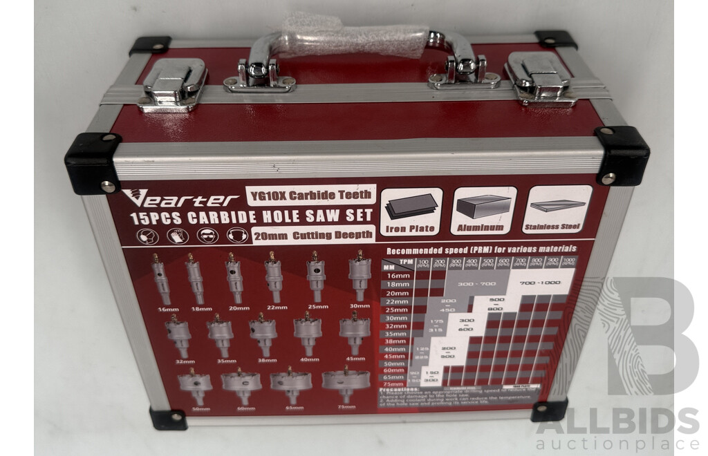 Vearter (YG10X) 15 Piece Carbide Hole Saw Set