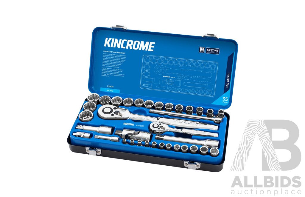Kincrome 35 Piece ¼ and ½ Inch Drive Metric Socket Set - Brand New - ORP $195.00