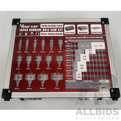 Vearter (YG10X) 15 Piece Carbide Hole Saw Set