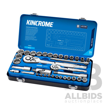 Kincrome 35 Piece ¼ and ½ Inch Drive Metric Socket Set - Brand New - ORP $195.00