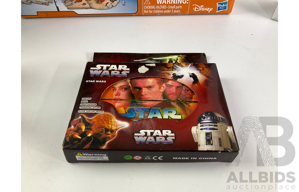 Collection of Star Wars Figures and Jigsaw Puzzle Including Micro Machines, Force Awakens Tasu Leech, Black Series Han Solo, Hot Wheels Ghost