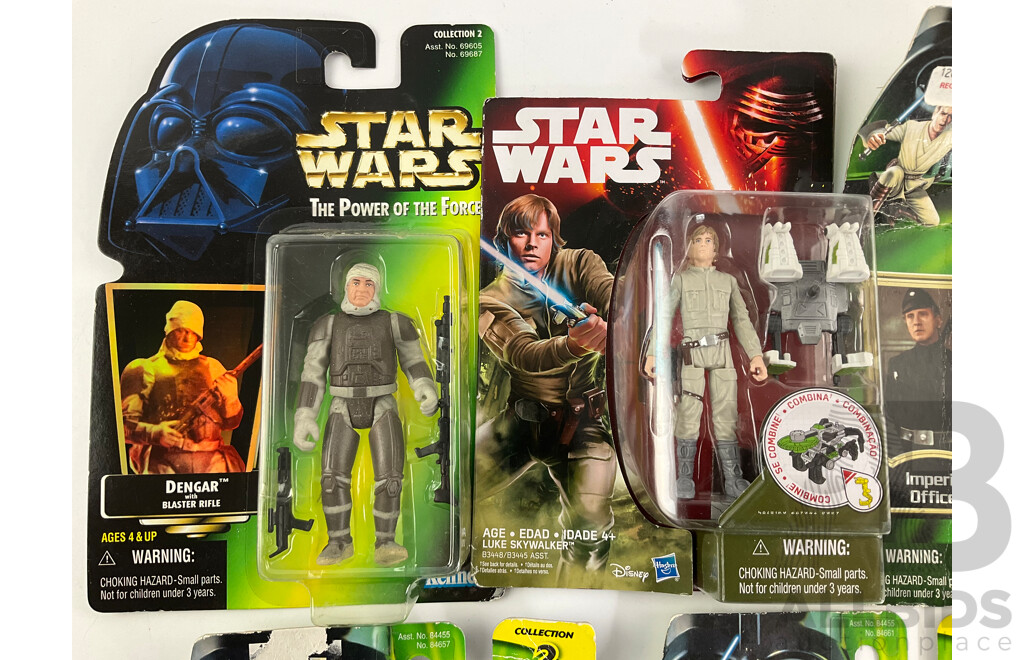 Collection of Hasbro and Kenner Boxed Star Wars Characters Including Dengar, Zutton, Quee Amidala, Imperial Officer, Luke Skywalker