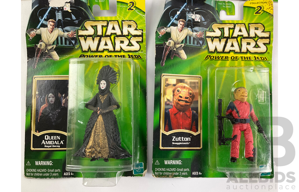 Collection of Hasbro and Kenner Boxed Star Wars Characters Including Dengar, Zutton, Quee Amidala, Imperial Officer, Luke Skywalker