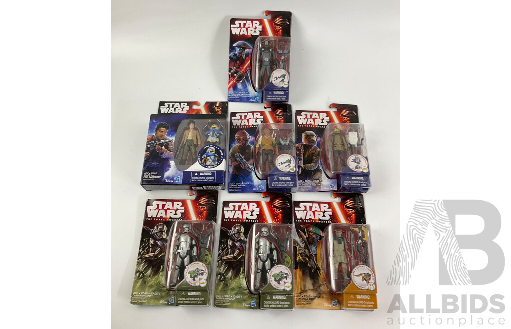 Collection of Hasbro Star Wars Force Awakens Figures Including Resistance Trooper, Captain Phasma(2) Admiral Ackbar, Fifth Brother, Constable Zuvio, Poe Dameron
