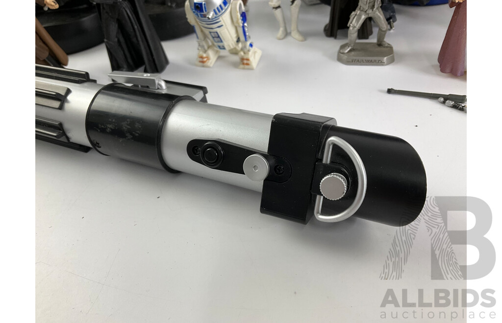 Collection of Star Wars Figures and Lightsaber Including Pewter Han Solo
