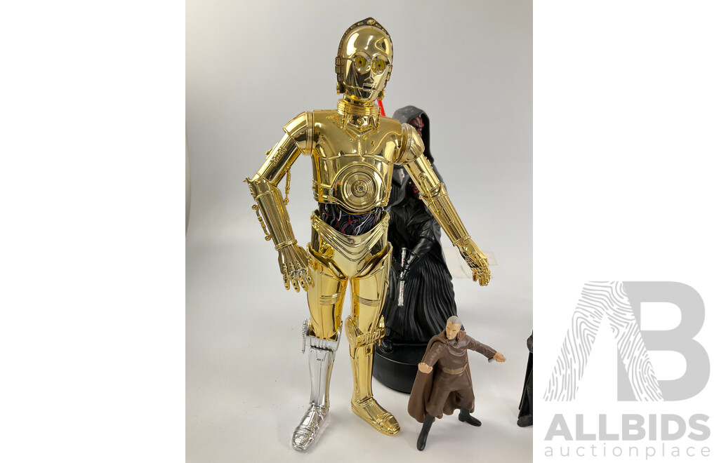 Collection of Star Wars Figures and Lightsaber Including Pewter Han Solo