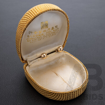 9ct Euro Ball Stud Earrings, 5.9mm, Vintage, 0.38 Grams