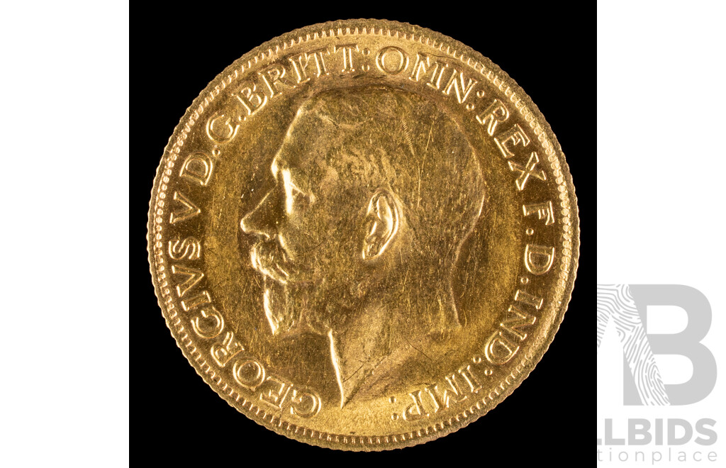 Australian 1925 KGV Gold Sovereign, Sydney Mint .917