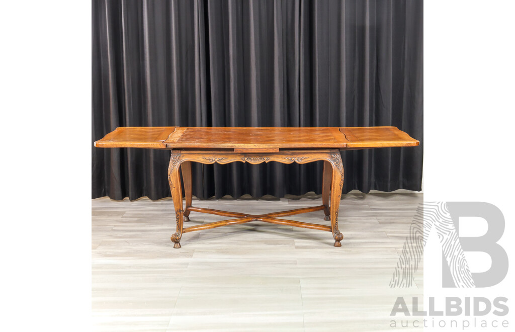 Vintage French Oak Extension Dining Table
