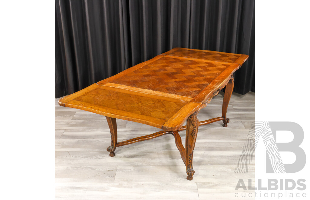 Vintage French Oak Extension Dining Table