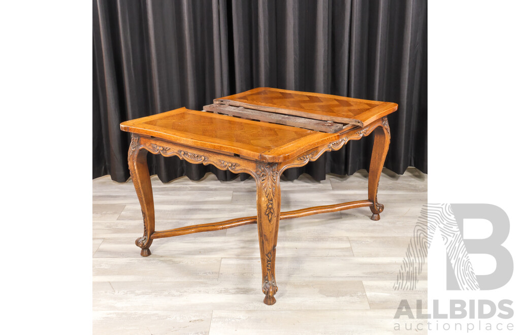 Vintage French Oak Extension Dining Table