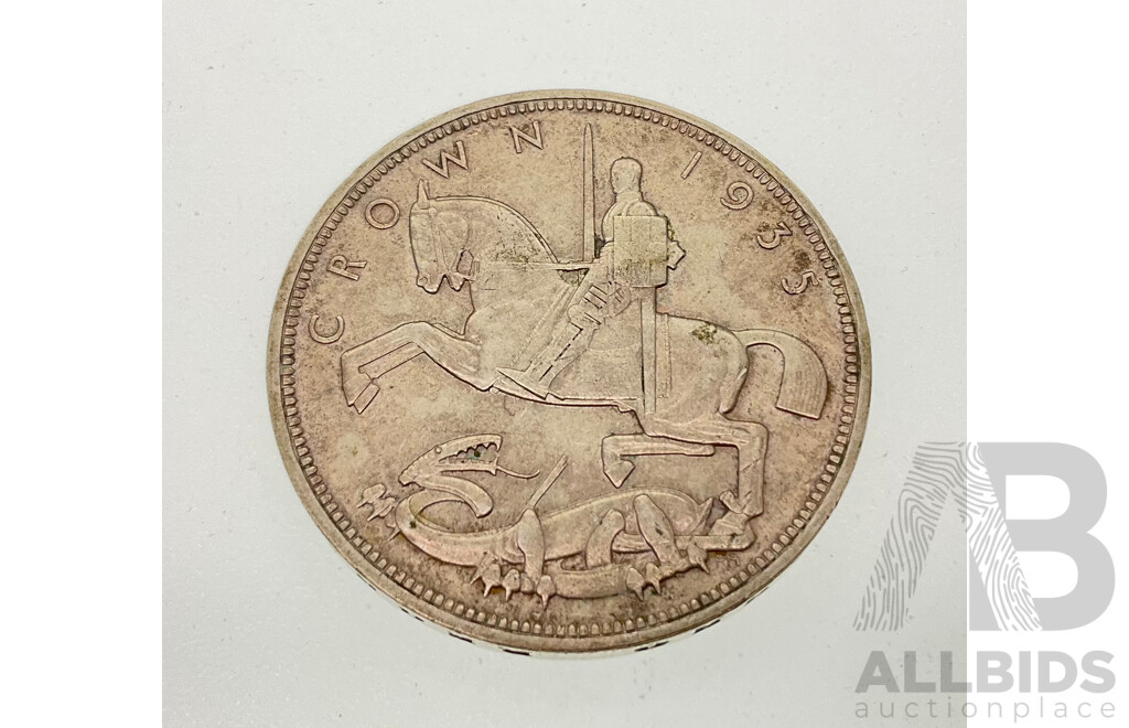 United Kingdom 1935 KGV Silver One Crown Coin, 25th Anniversary of Accession of King George V .500