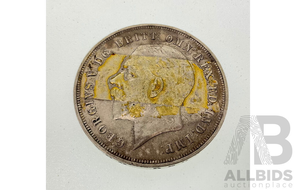 United Kingdom 1935 KGV Silver One Crown Coin, 25th Anniversary of Accession of King George V .500