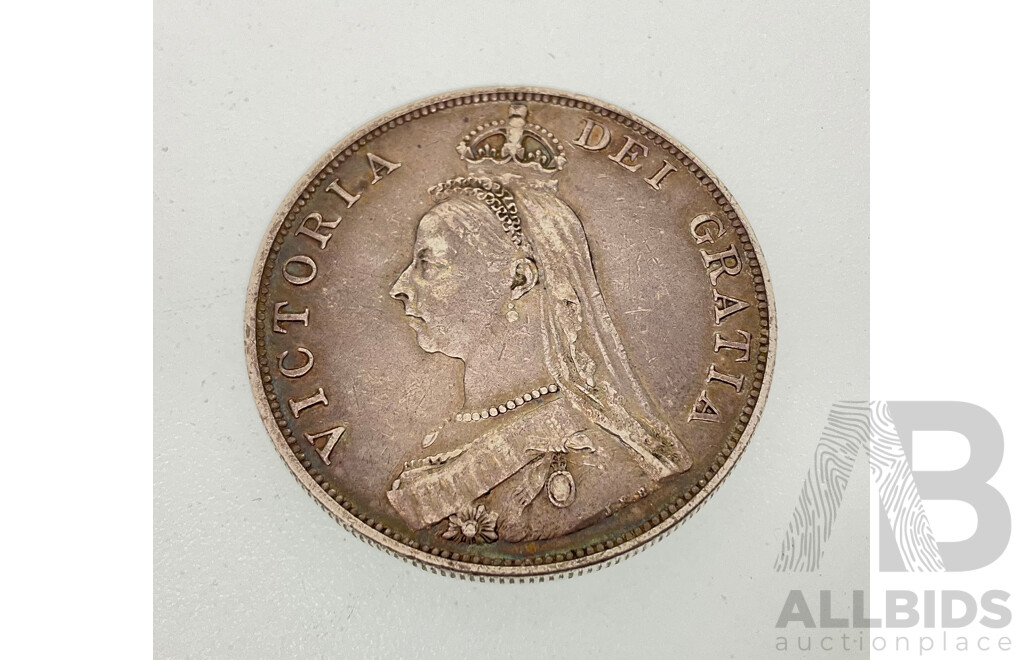 United Kingdom 1888 QV Silver Double Florin Coin .925