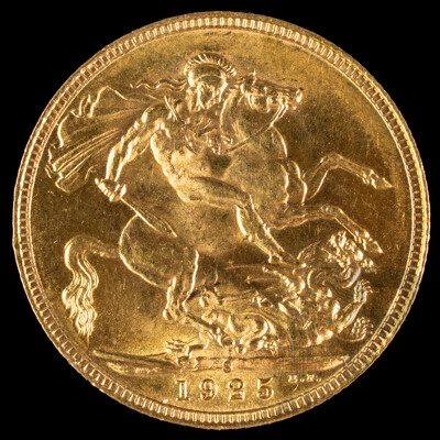 Australian 1925 KGV Gold Sovereign, Sydney Mint .917