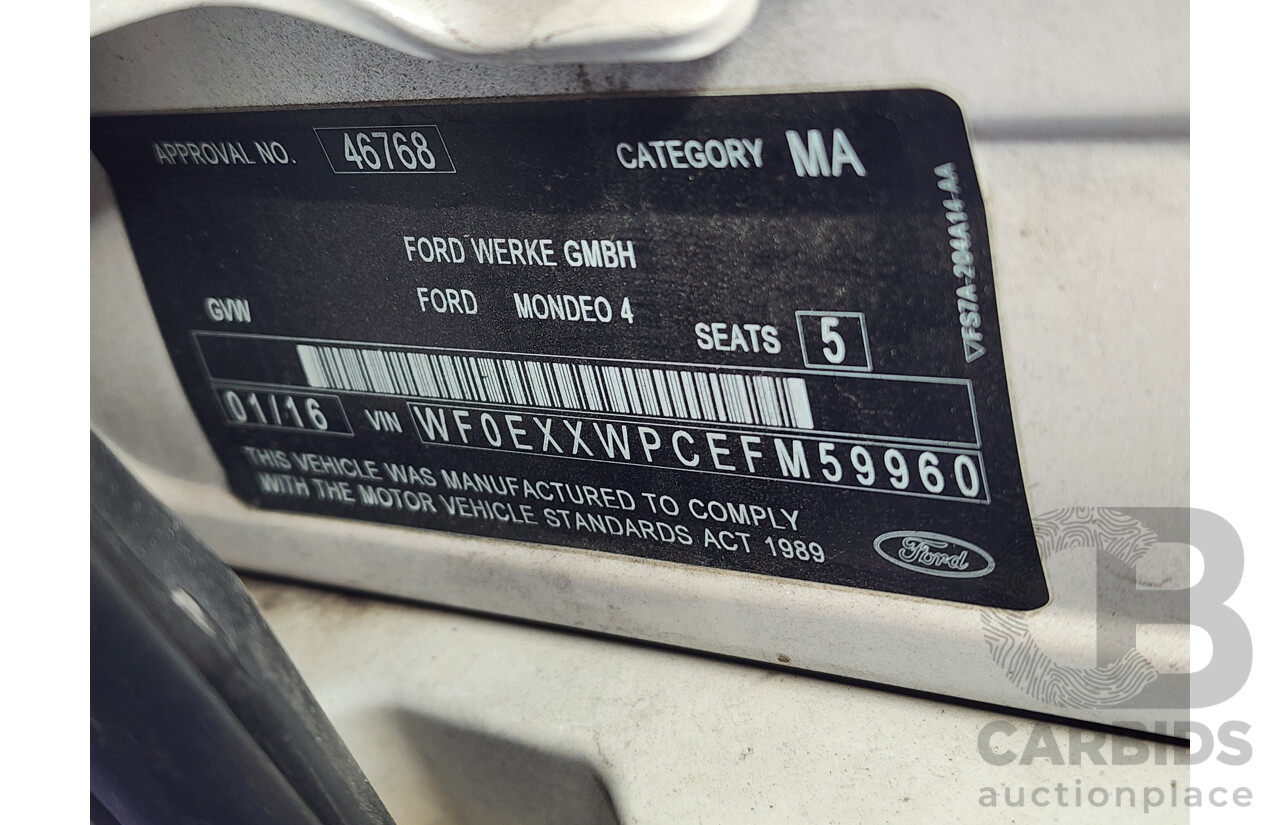 1/2016 Ford Mondeo Titanium MD 5d Hatchback White 2.0L