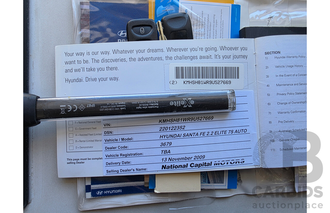 9/2009 Hyundai Santa Fe Elite CRDi (4x4) CM MY09 UPGRADE 4d Wagon White Turbo Diesel 2.2L