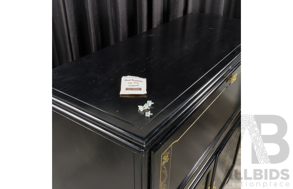 Chinese Themed Fall Front Bar Unit with Fitted Refrigerator by Van Treight Furniture