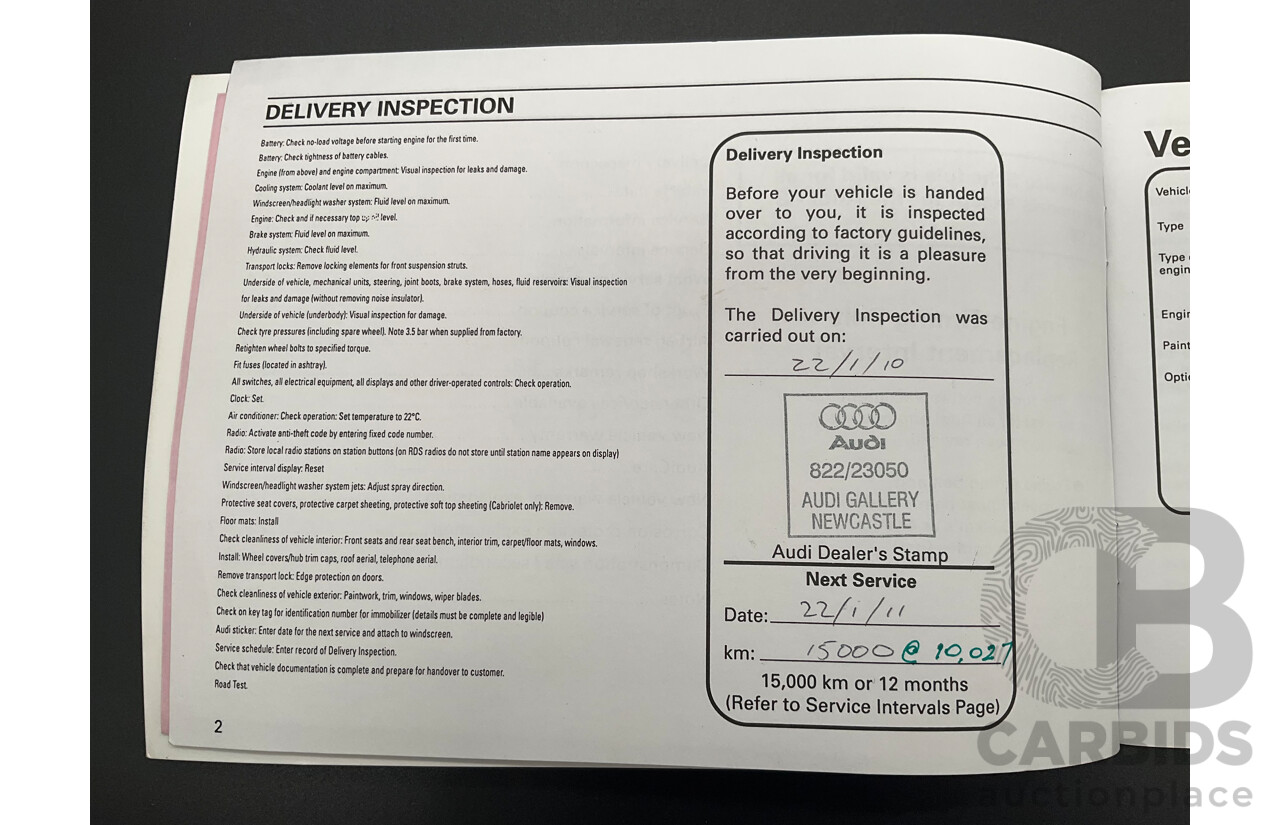 1/2010 Audi A4 2.0 TDI B8 (8K) 4d Sedan Deep Sea Blue Metallic Turbo Diesel 2.0L