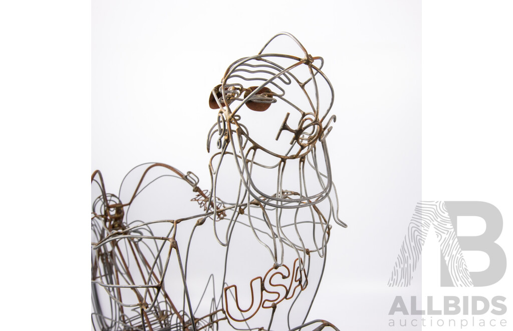 Rudy Kehkla, (20th Century, Canadian, 1956-2021), Wire Work Easy Rider, Wonderful Original Wire Sculpture, Approx Height to Top of Rider's Head 67 cm