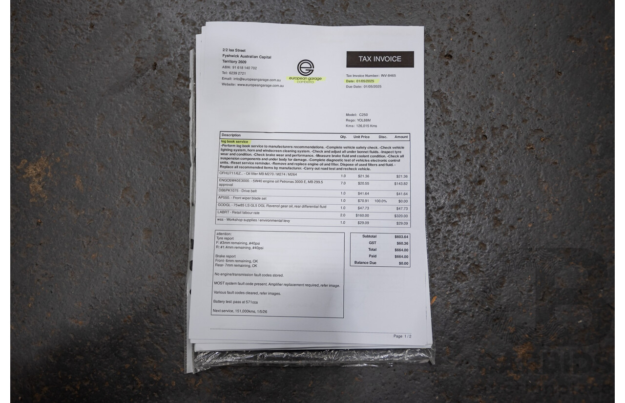 9/2014 Mercedes-Benz C250 AMG Line 205 4D Sedan Polar White Turbo 2.0L