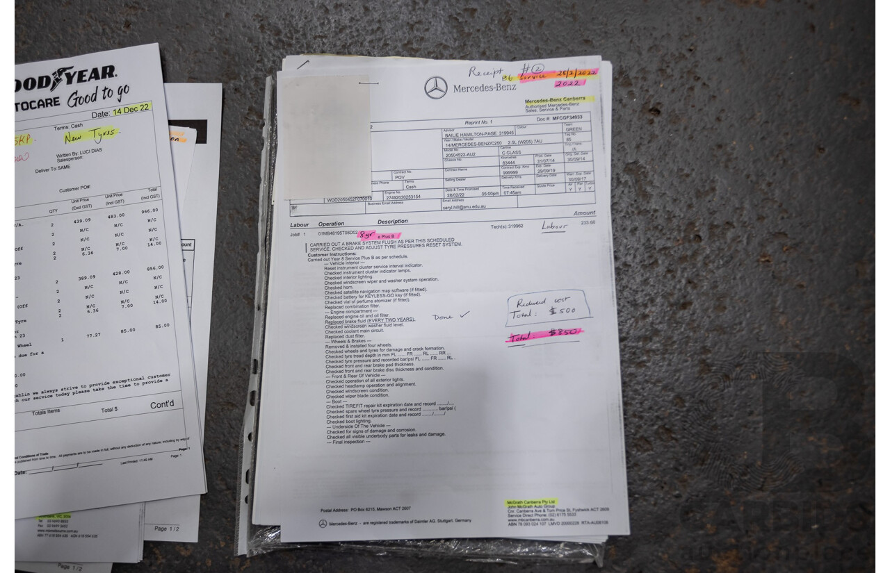 9/2014 Mercedes-Benz C250 AMG Line 205 4D Sedan Polar White Turbo 2.0L